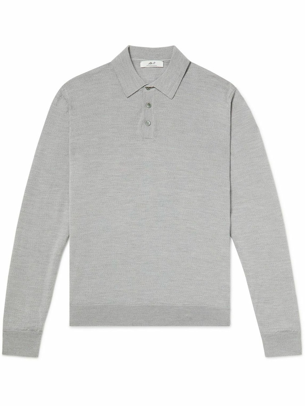 Photo: Mr P. - Slim-Fit Merino Wool Polo Shirt - Gray