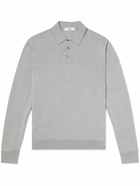 Mr P. - Slim-Fit Merino Wool Polo Shirt - Gray