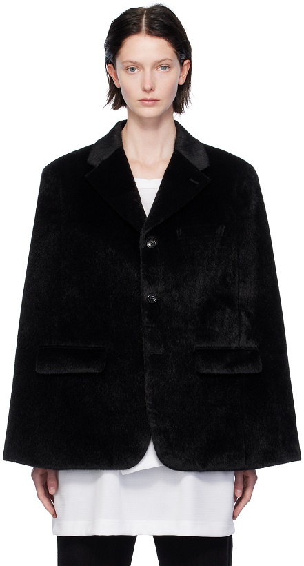 Photo: Comme des Garçons Homme Plus Black Notched Lapel Faux-Fur Jacket