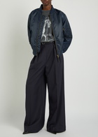 Anine Bing Lou Wide-leg Woven Trousers Navy