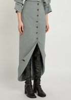 A.W.A.K.E Mode Jacket-collar Darted Woven Midi Skirt Grey