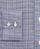 Brooks Brothers Men's Stretch Milano Slim-Fit Dress Shirt, Non-Iron Royal Oxford Button-Down Collar Glen Plaid | Navy