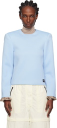 Pushbutton Blue Curvy Shoulder Top