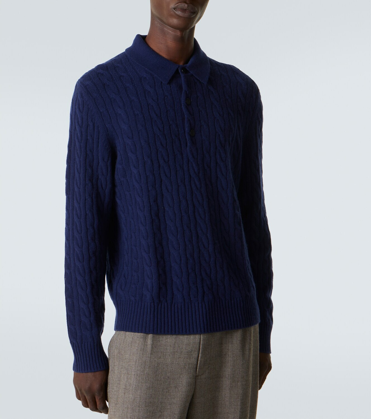 Arch4 Cable-knit cashmere polo sweater