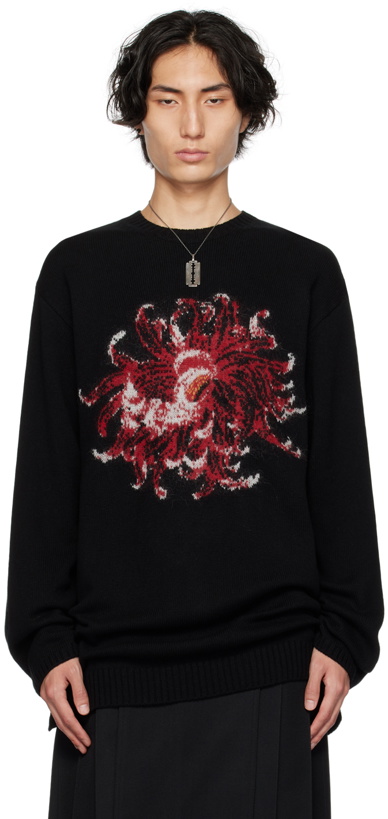 Photo: Yohji Yamamoto Black 7G Flower Sweater