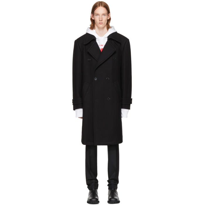 Photo: Raf Simons Black Straight Fit Double-Breasted Coat
