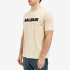 Balmain Men's Retro Logo T-Shirt in Ivory/Brown