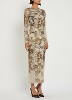Jean Paul Gaultier Printed Ribbed Stretch-cotton Midi Dress Multicoloured