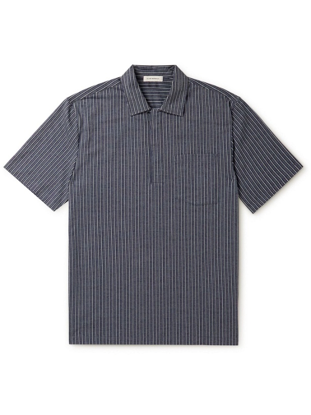 Photo: Club Monaco - Striped Cotton-Blend Shirt - Blue