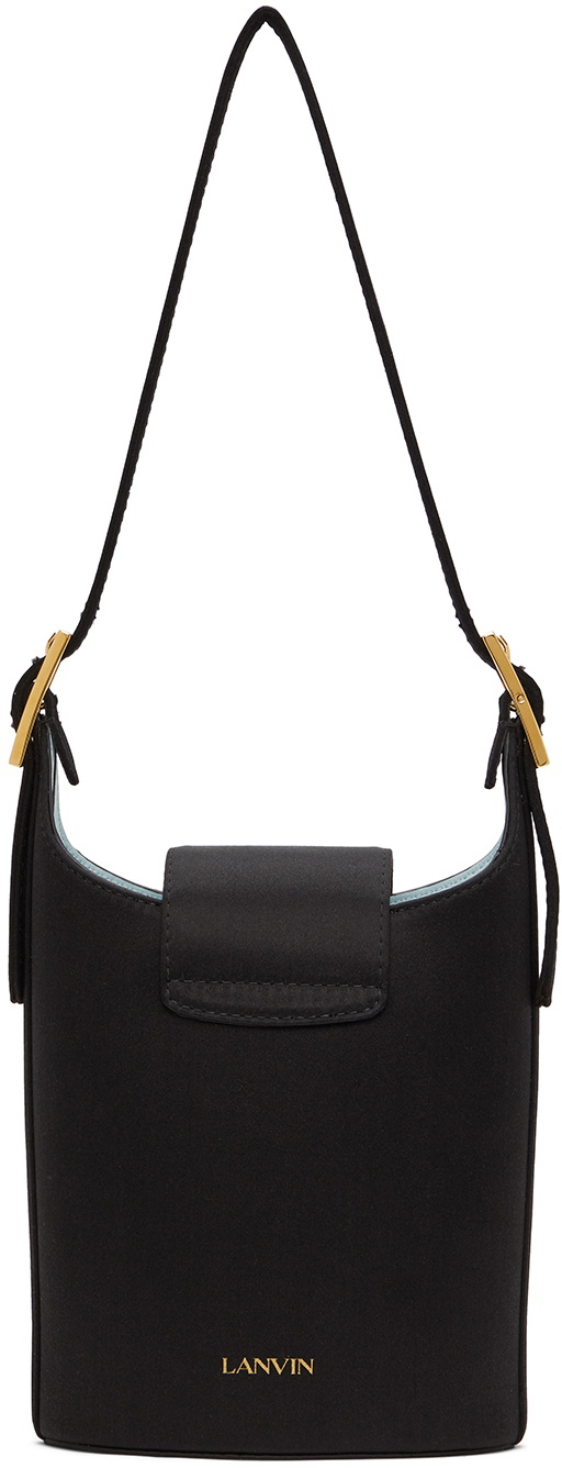 Black Long Satin Hangbag Scarf Vintage Style With Swan Silk 