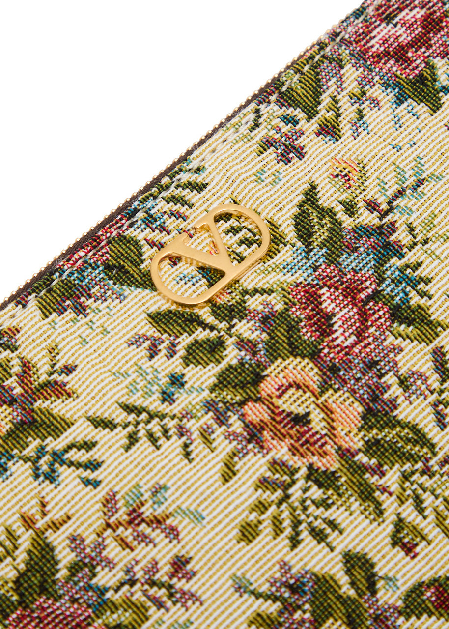 Valentino Garavani Floral-jacquard Woven Pouch - Cream - One Size