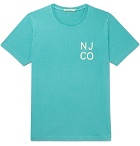 Nudie Jeans - Roy Logo-Print Organic Cotton-Jersey T-Shirt - Turquoise
