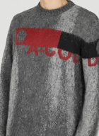 Sprayed Logo Jacquard Sweater in Grey