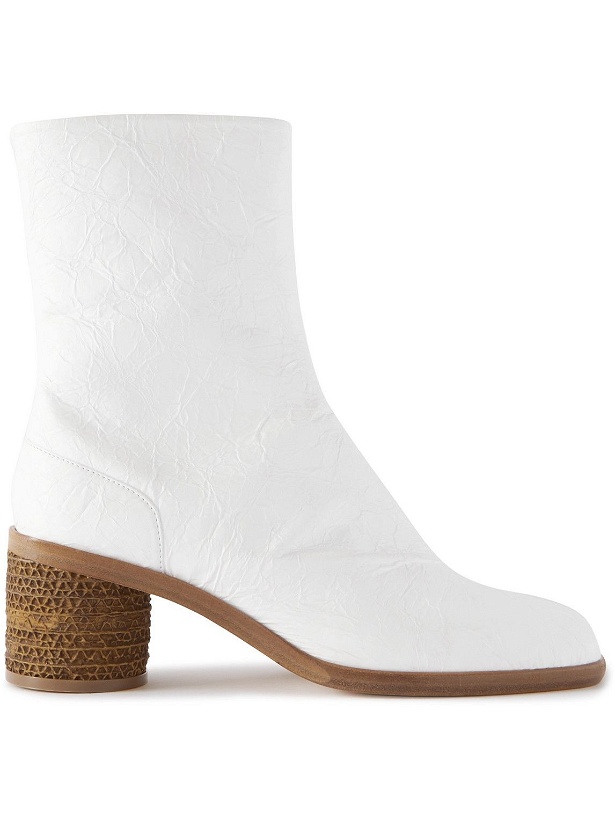 Photo: Maison Margiela - Tabi Split-Toe Textured-Leather Boots - White