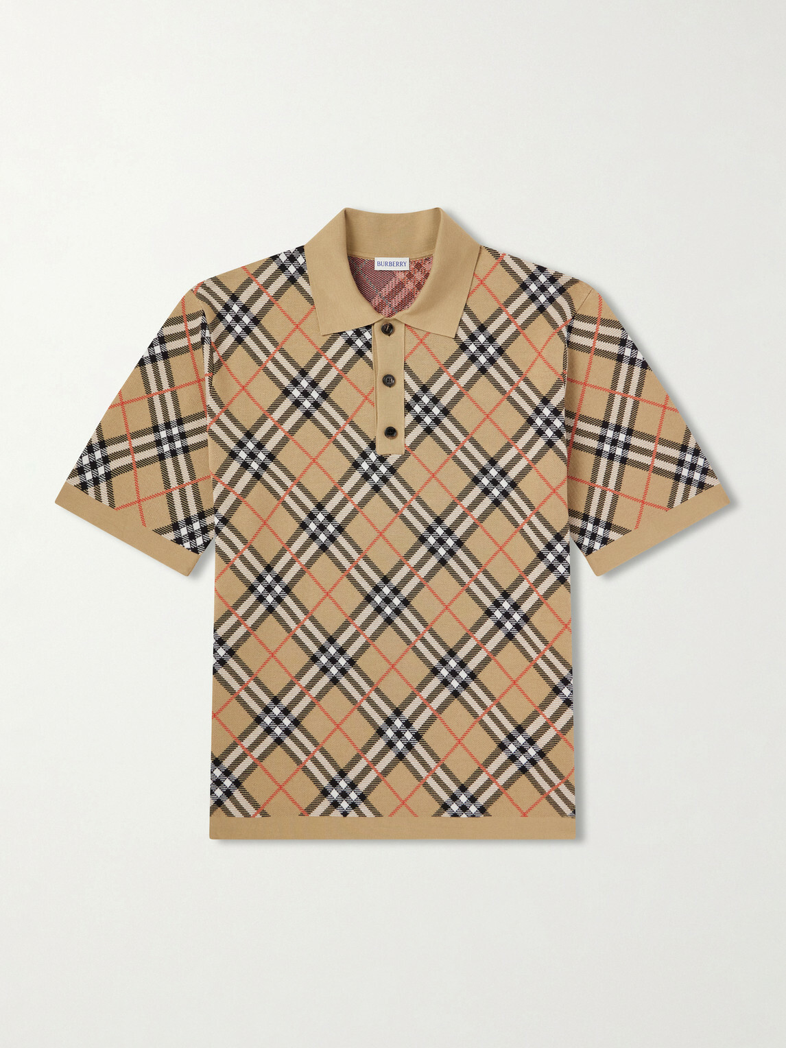 Burberry - Checked Cotton-Blend Polo Shirt - Neutrals