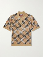 Burberry - Checked Cotton-Blend Polo Shirt - Neutrals