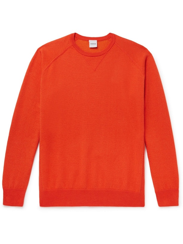 Photo: ASPESI - Cotton, Cashmere and Wool-Blend Jersey Sweater - Orange - IT 48