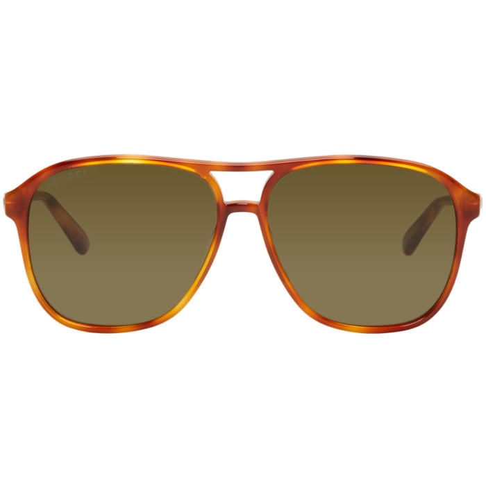 Photo: Gucci Tortoiseshell Retro Aviator Sunglasses