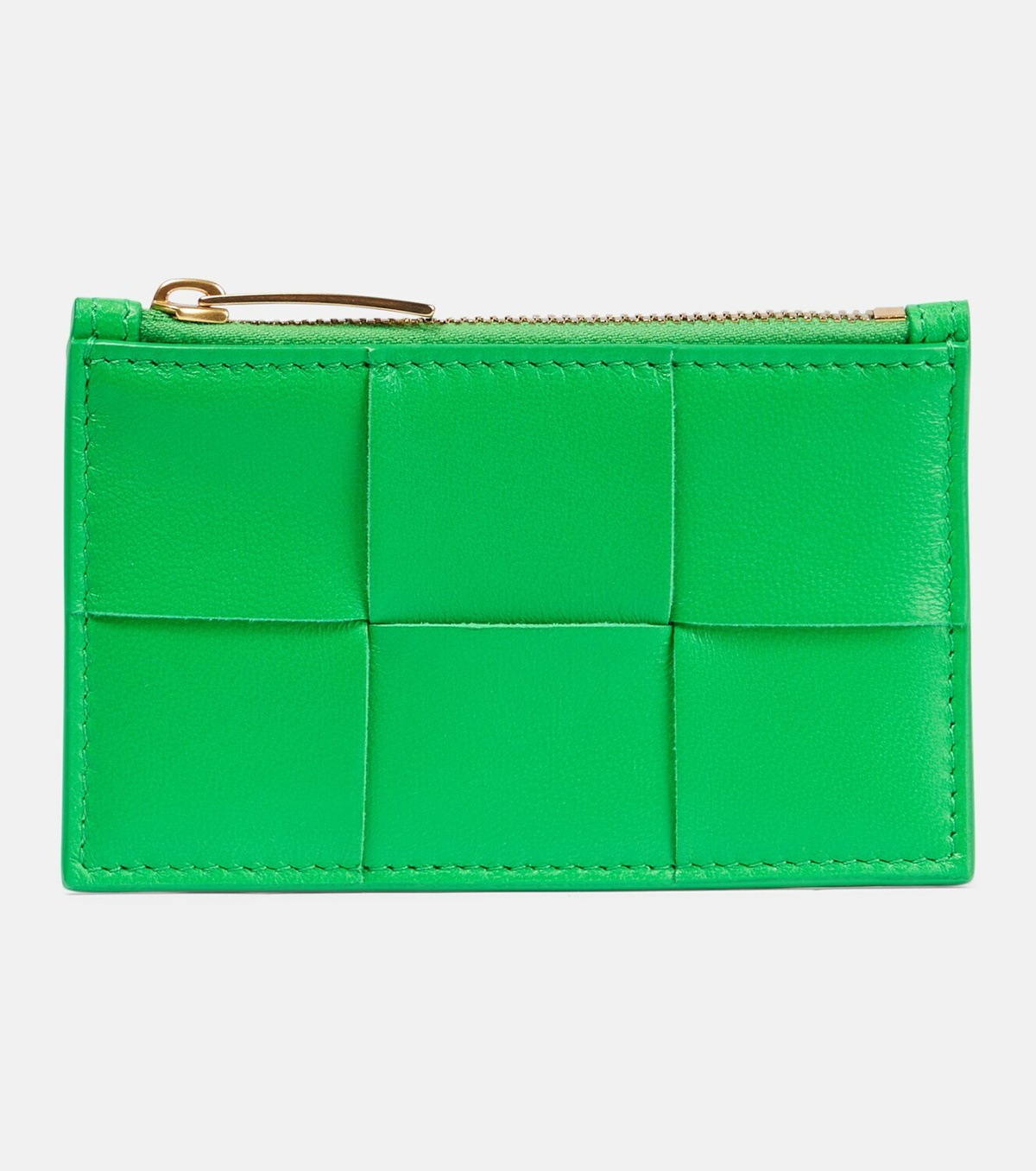 Intreccio Leather Wallet in Green - Bottega Veneta