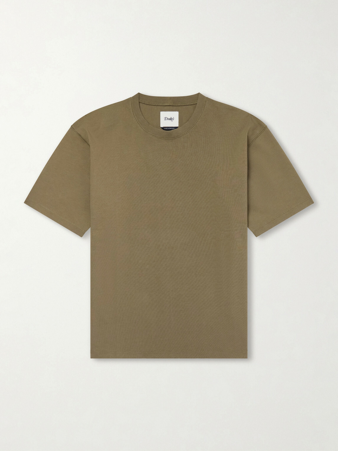 Drake's - Tea Time Embroidered Cotton-Jersey T-Shirt - Green