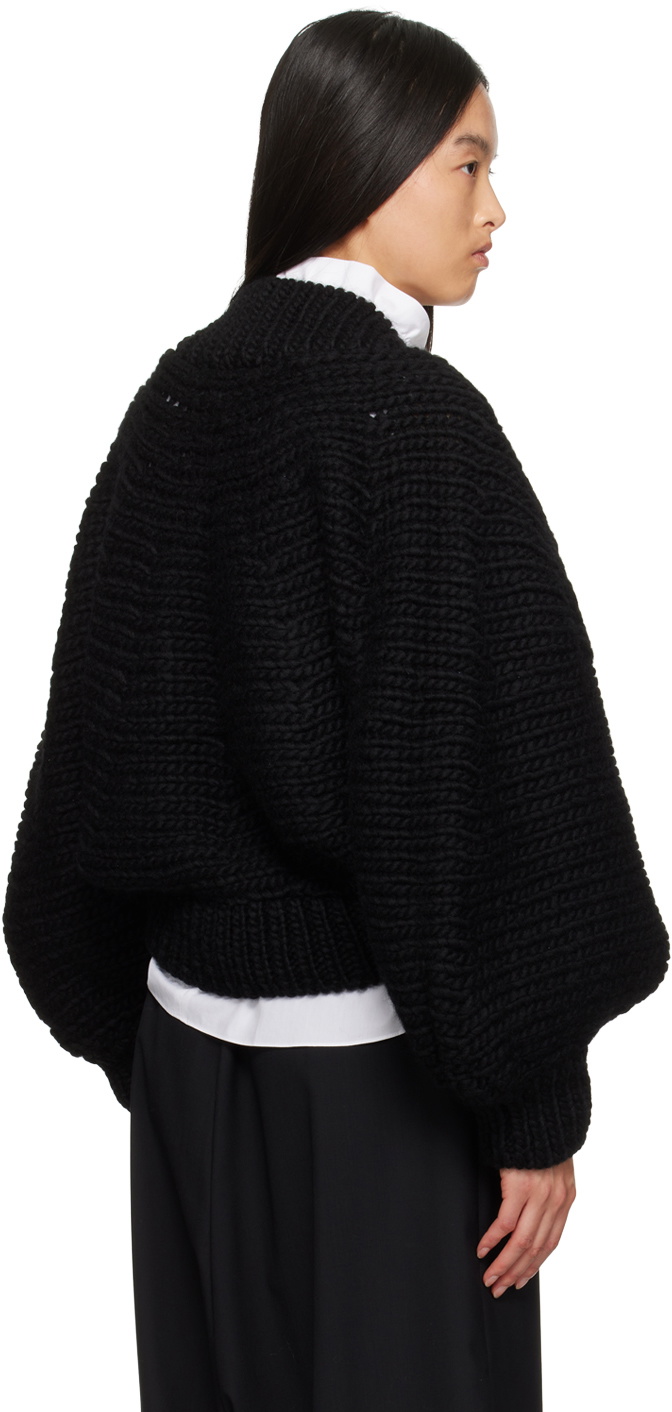 Junya Watanabe Black Wool Roving Hand Knitting Cardigan