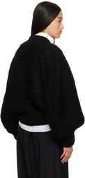 Junya Watanabe Black Wool Roving Hand Knitting Cardigan