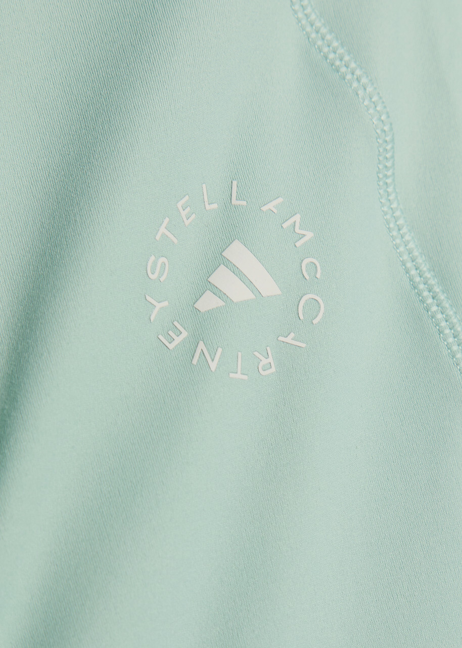 Adidas X Stella Mccartney Studio Ruched Stretch-jersey Leggings Light Blue