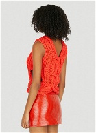 Chunky Knit Sleeveless Sweater in Red