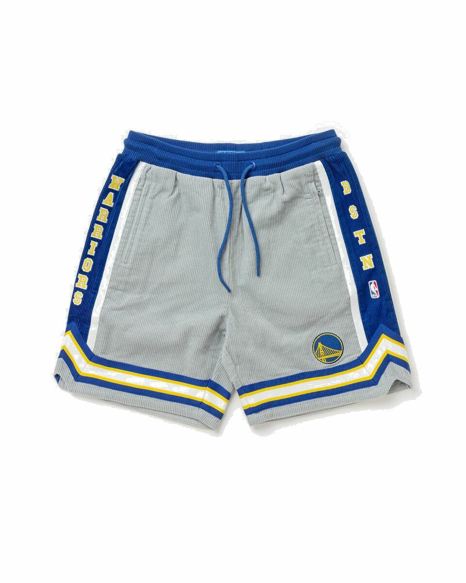 Photo: Bstn Brand Bstn & Nba Golden State Warriors Corduroy Shorts Grey - Mens - Sport & Team Shorts