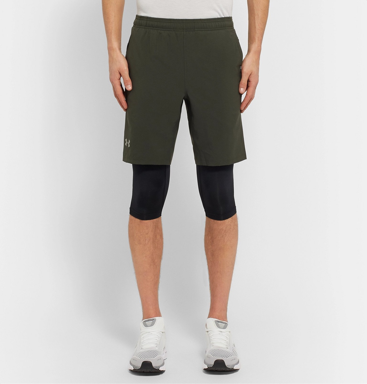 Under Armour - UA SW Slim-Fit Layered Stretch-Shell Shorts - Green Under  Armour
