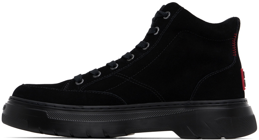 Hugo Black Stacked Logo Boots
