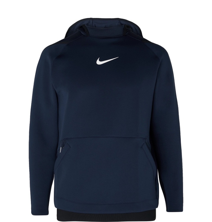Photo: Nike Training - Pro Logo-Print Dri-FIT Hoodie - Blue