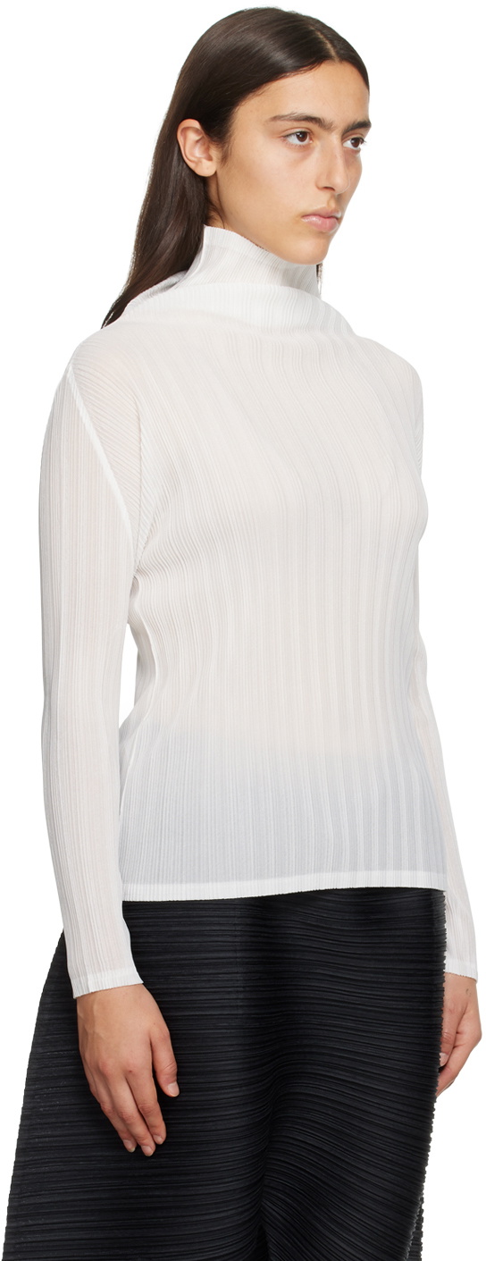 Pleats Please Issey Miyake White Twist 1 Turtleneck Pleats Please