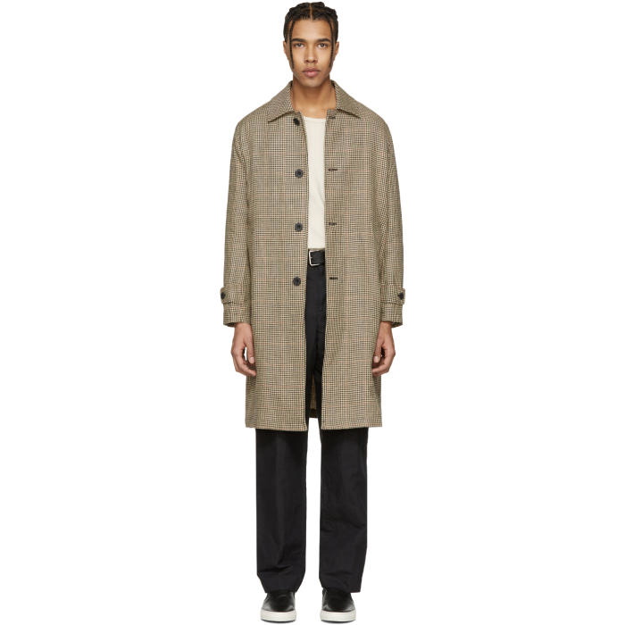 Our Legacy Beige Houndstooth Classic Car Coat Our Legacy