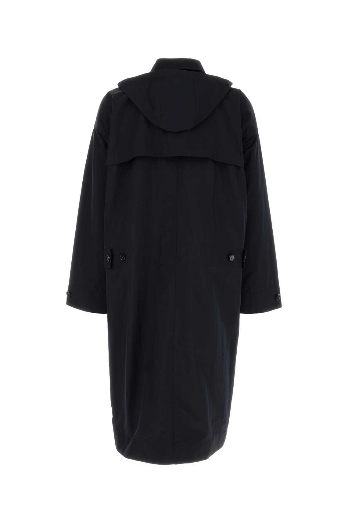 Bottega Veneta Navy Blue Nylon Blend Trench Coat Bottega Veneta