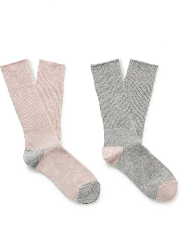 Photo: MR P. - Two-Pack Colour-Block Stretch-Knit Socks