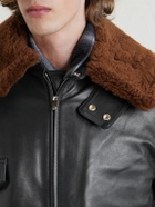 Enfants Riches Déprimés - Hotrod Shearling-Trimmed Leather Jacket - Black