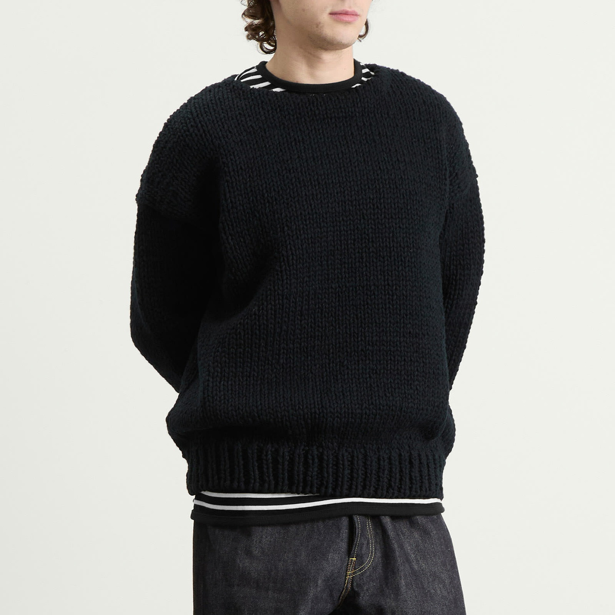 Visvim Men's Amplus Boatneck Hand Knit in Black