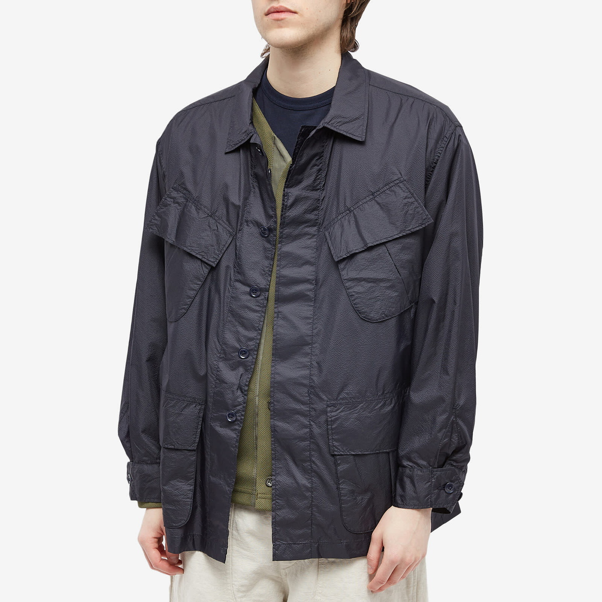 Engineered Garments Men's Jungle Fatigue Jacket in Dark Navy Nylon