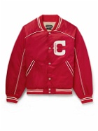 CHERRY LA - Film Crew Appliquéd Cotton-Twill Varsity Jacket - Red