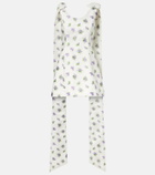 Markarian Bow-detail floral caped brocade minidress