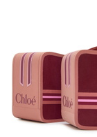 Chloe Swimming Cool 90 Striped Patent Leather Wedge Mules Pink