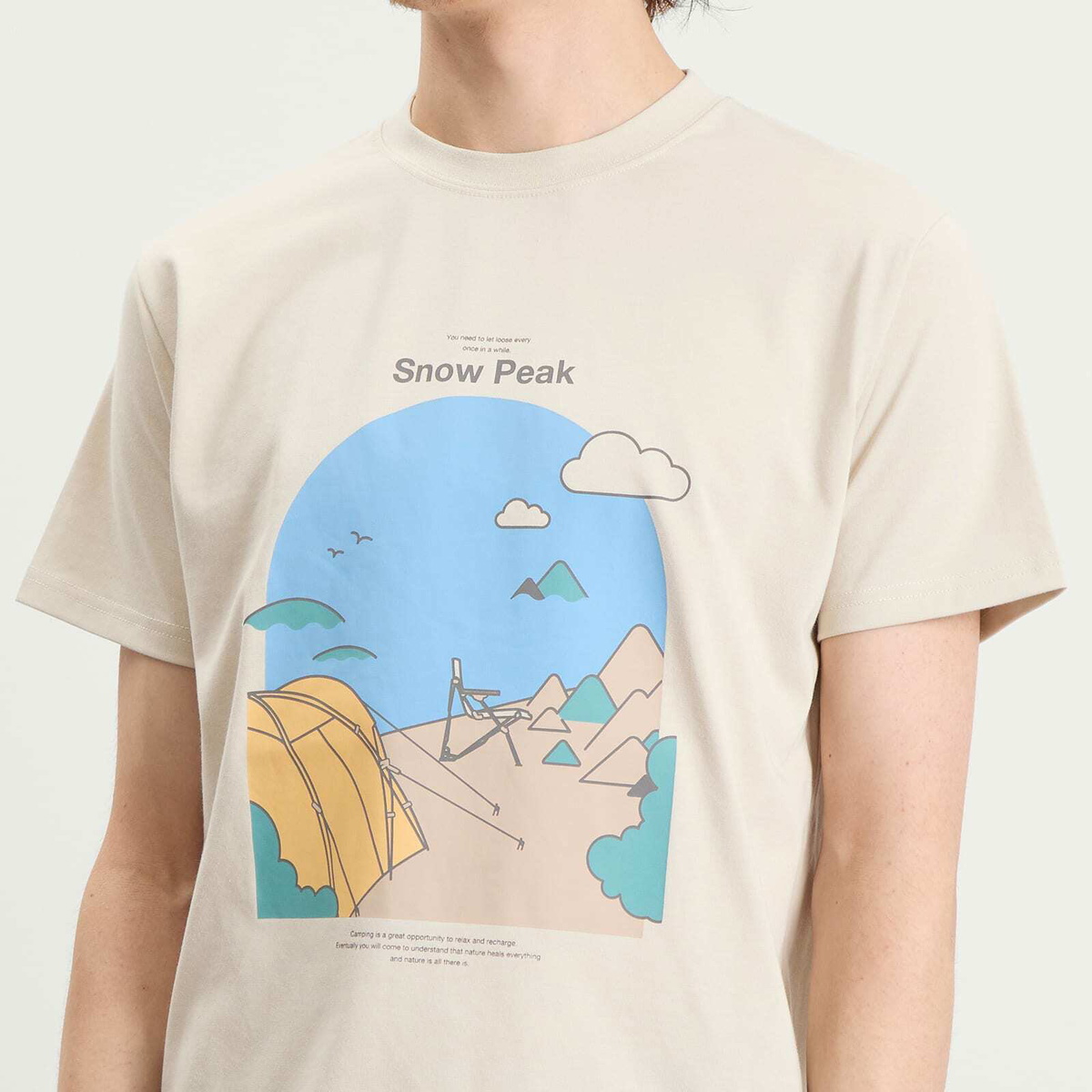Snow Peak Men's Camping Graphic T-Shirt in Ivory