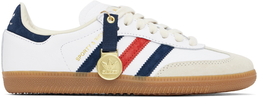 Sporty & Rich White & Navy adidas Originals Edition Samba OG Sneakers Sporty  & Rich
