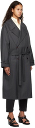LEMAIRE Gray Double-Breasted Trench Coat