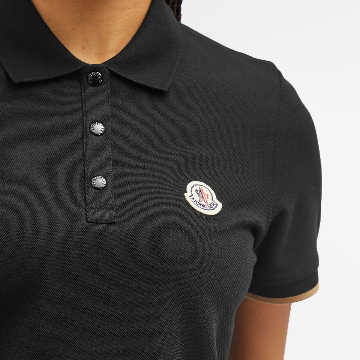 Moncler Women's Logo Short Sleeve Polo in Black Moncler