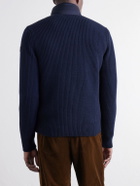 Moncler - Ribbed Wool and Quilted Shell Down Jacket - Blue