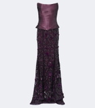 Là Fuori Iris embellished silk corset gown
