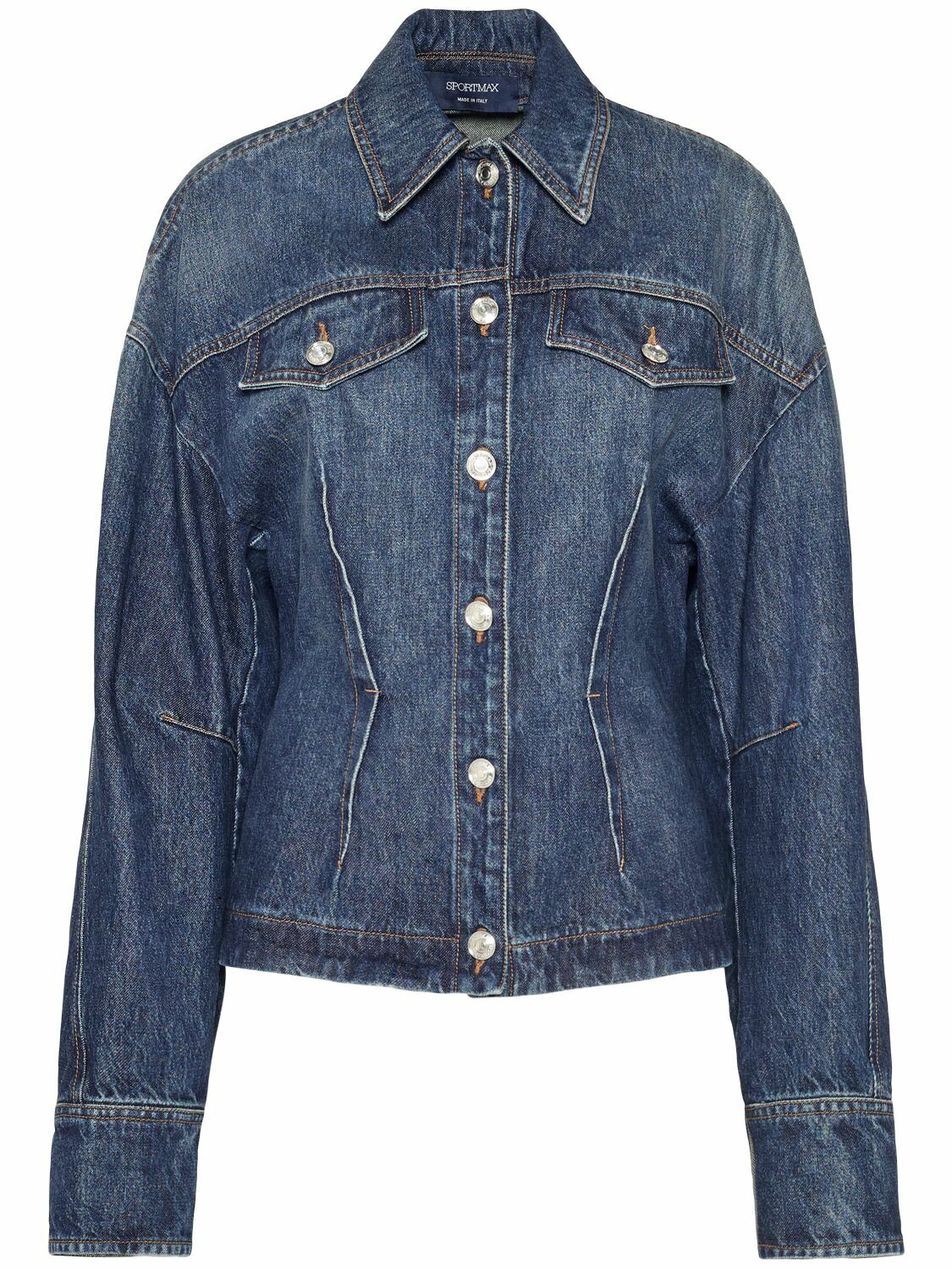 001 アウター SPORTMAX GANCE - Denim fitted jacket