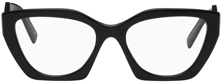 Photo: Prada Eyewear Black Cat-Eye Glasses
